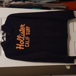 Hollister Black Hoodie with Bold Orange Text